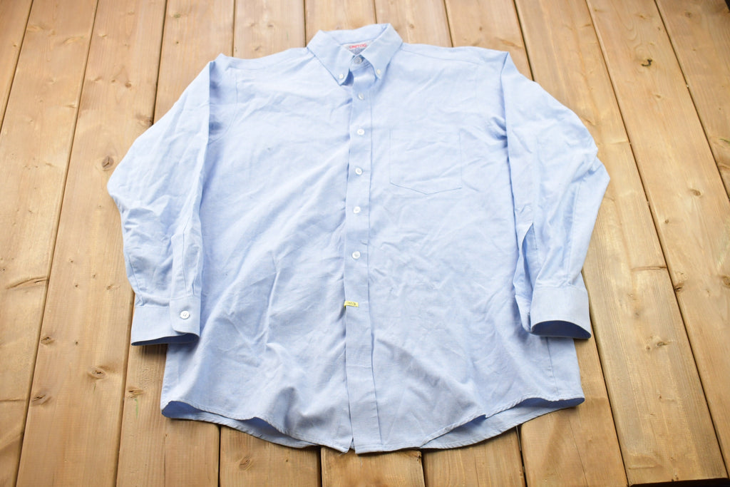 Vintage 1990s Blank Blue Button Up Shirt