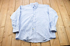 Vintage 1990s Blank Blue Button Up Shirt /