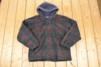 Vintage 1990s Gant Plaid Fleece Outdoorsman Hooded Sweater Men's L
