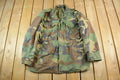 Vintage 1980s Military Woodland Camo Combat Field Jacket Men's Medium