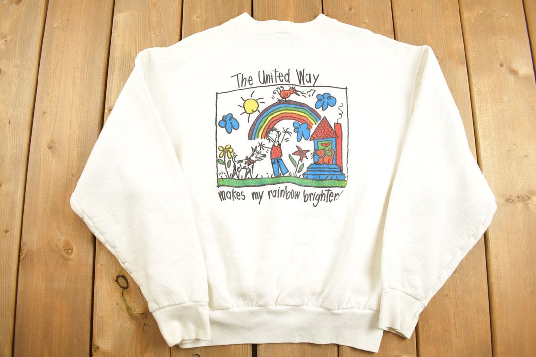 Vintage 1990s The United Way Of Stratford-Perth Fruit Of The Loom Graphic Crewneck Sweatshirt