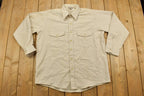 Vintage 1990s Beige Winter Run Button Up Shirt