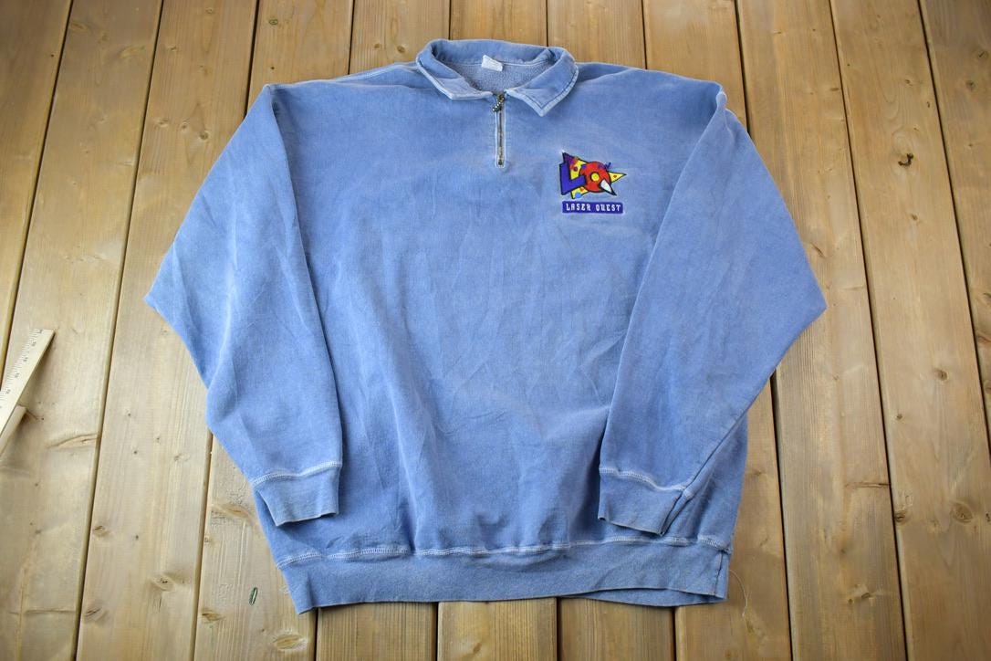 Vintage 1990s Lazer Quest Quarter Zip Mock Neck Sweatshirt