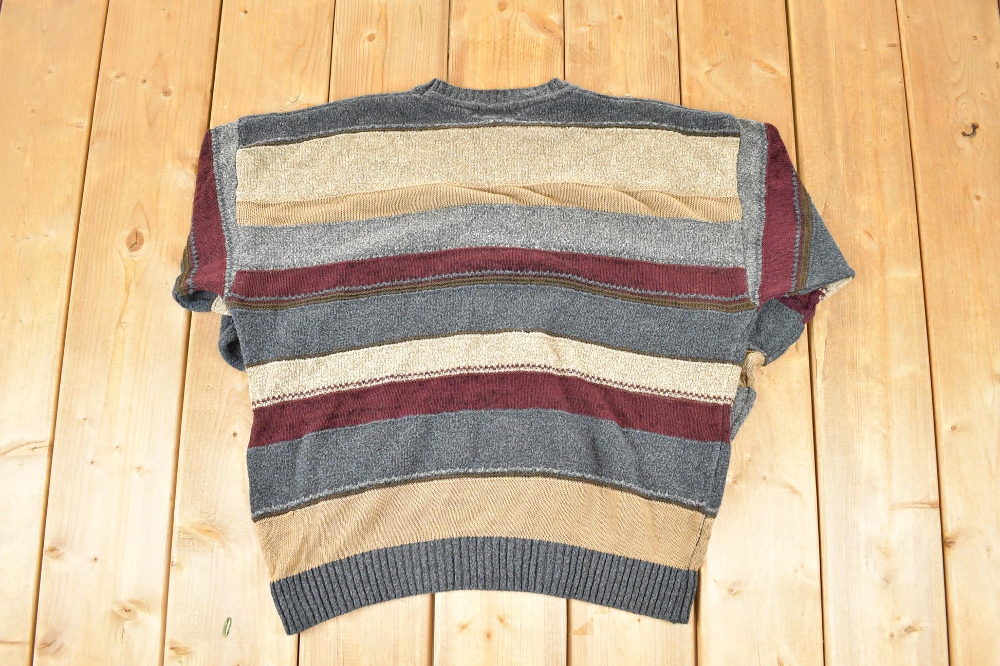 Vintage 1990s Dockers Striped Knit Crewneck Sweater Men's M-L / 90s Knitted Sweatshirt / Vintage Preppy Knits