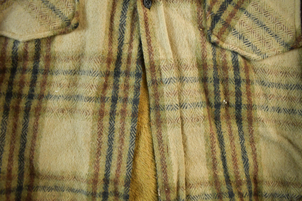 Vintage 1970s Oakbrook Sears Roebuck Wool Flannel Button Up Shirt Jacket Men's 38