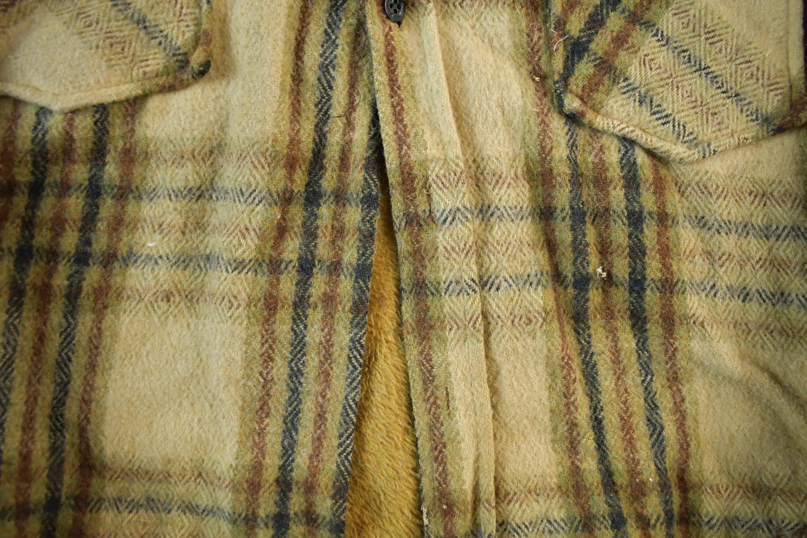 Vintage 1970s Oakbrook Sears Roebuck Wool Flannel Button Up Shirt Jacket Men's 38