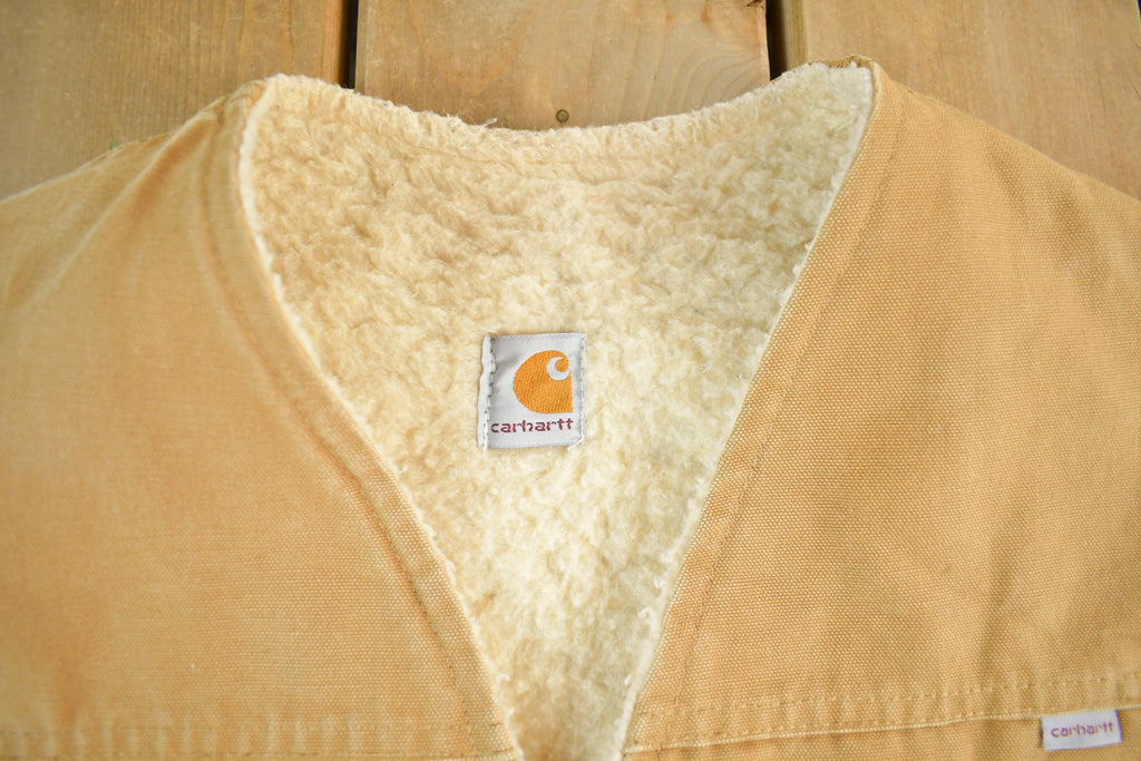 Vintage 1980s Carhartt Sherpa Lined Vest Jacket Mens Large Tall