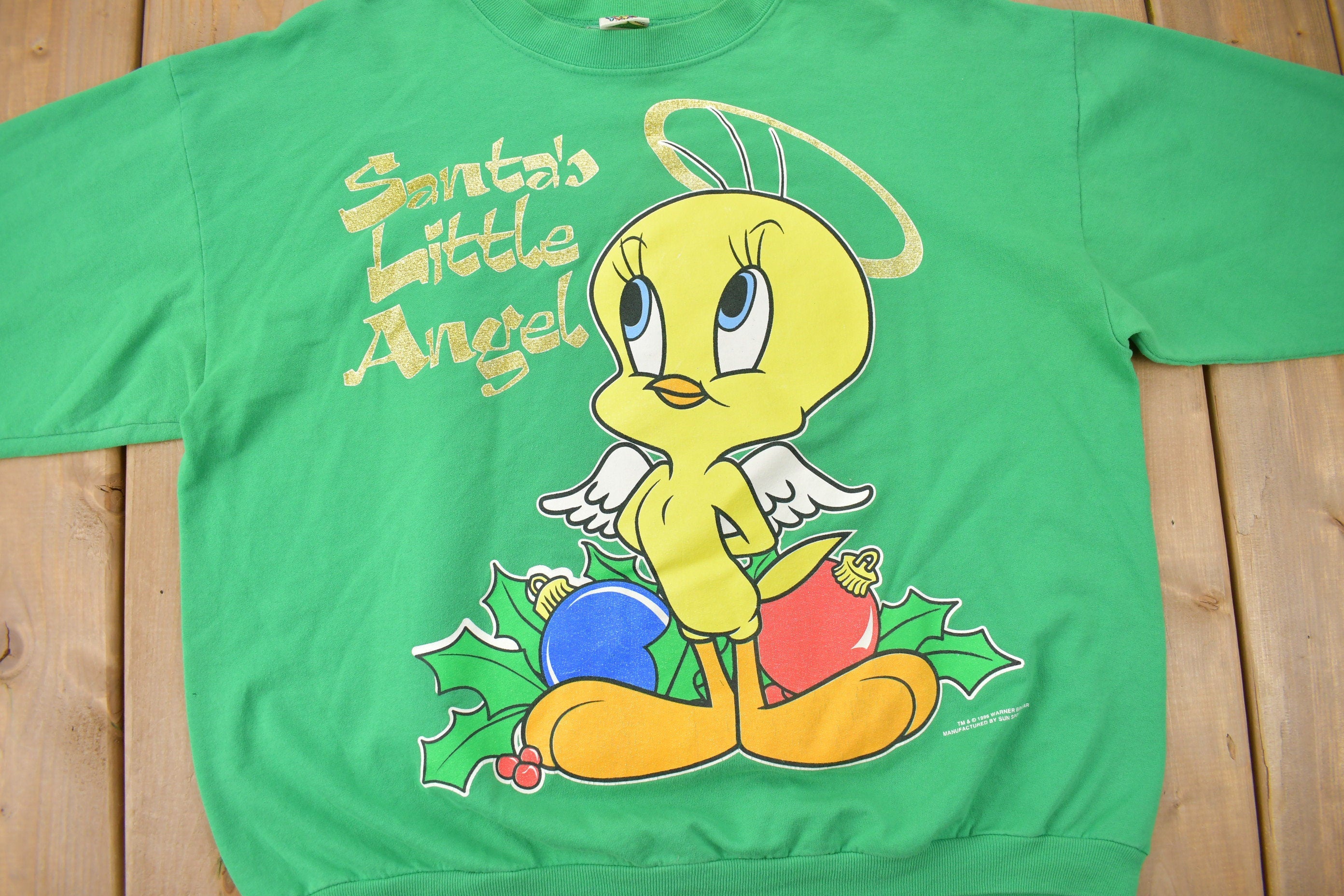 Vintage 1996 Looney Tunes Tweety Bird Christmas Theme Crewneck