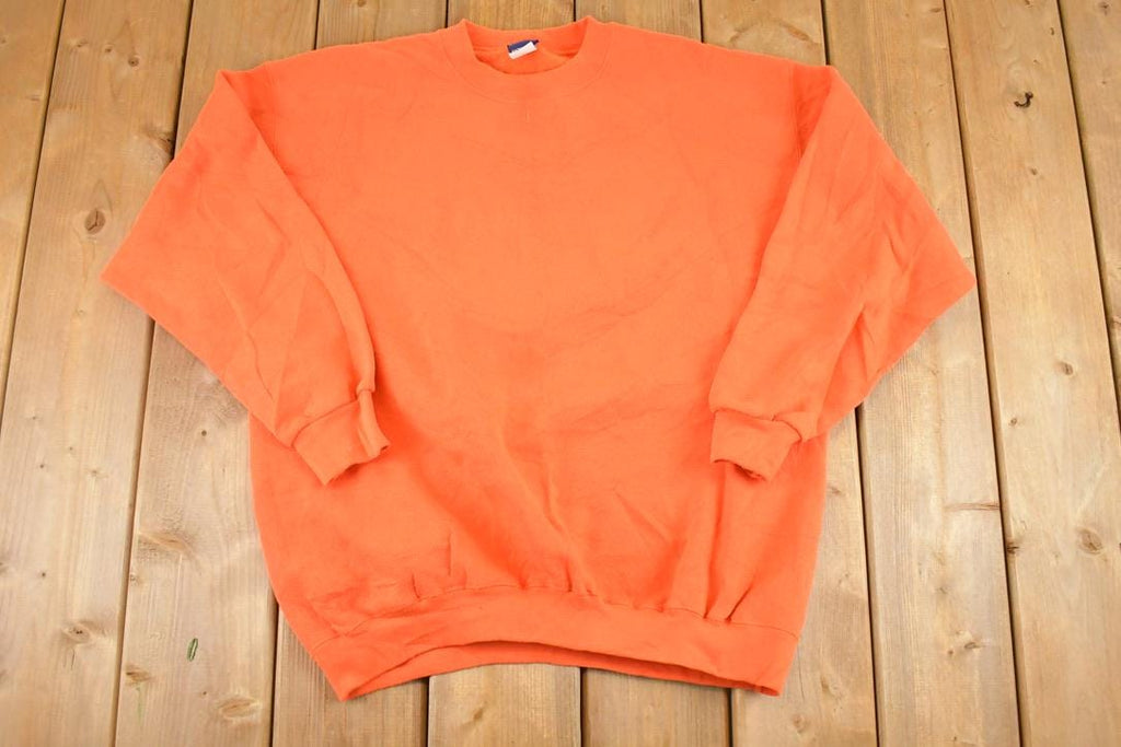 Vintage 1990s Honors Blank Orange Souvenir Crewneck Sweatshirt Men's XL  Made In USA  90's Tourist Vacation Graphic Sweater