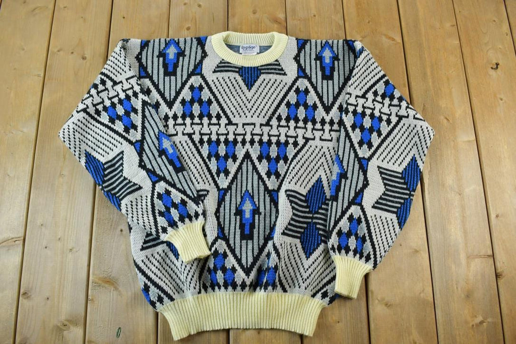 Vintage 1980s Repage Knit Abstract Pattern Crewneck Sweater