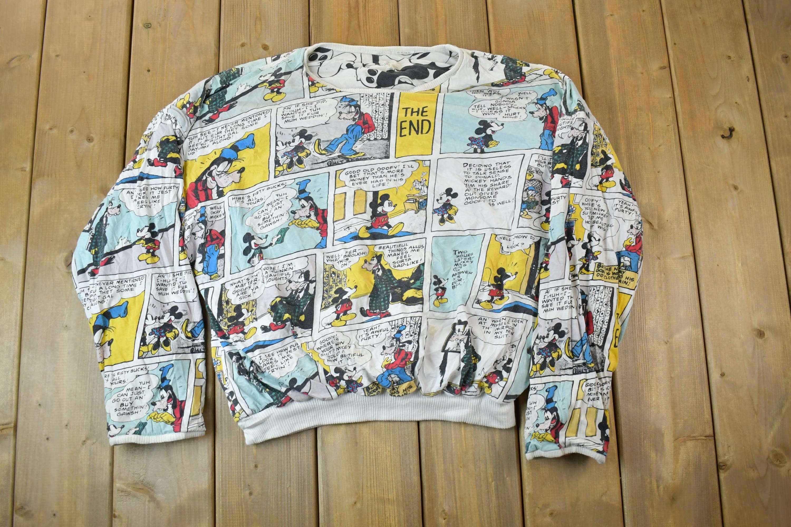 Vintage 1980s Mickey Mouse All Over Print Reversible Disney Crewneck