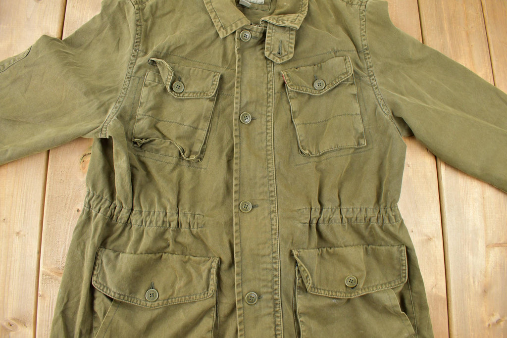 Vintage Y2K Levi's Military Style Green Army Jacket Size Large