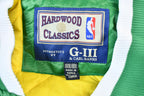 Vintage 1990s Hardwood Classics Boston Celtics NBA Basketball Embroidered Snap Button Satin Bomber Jacket