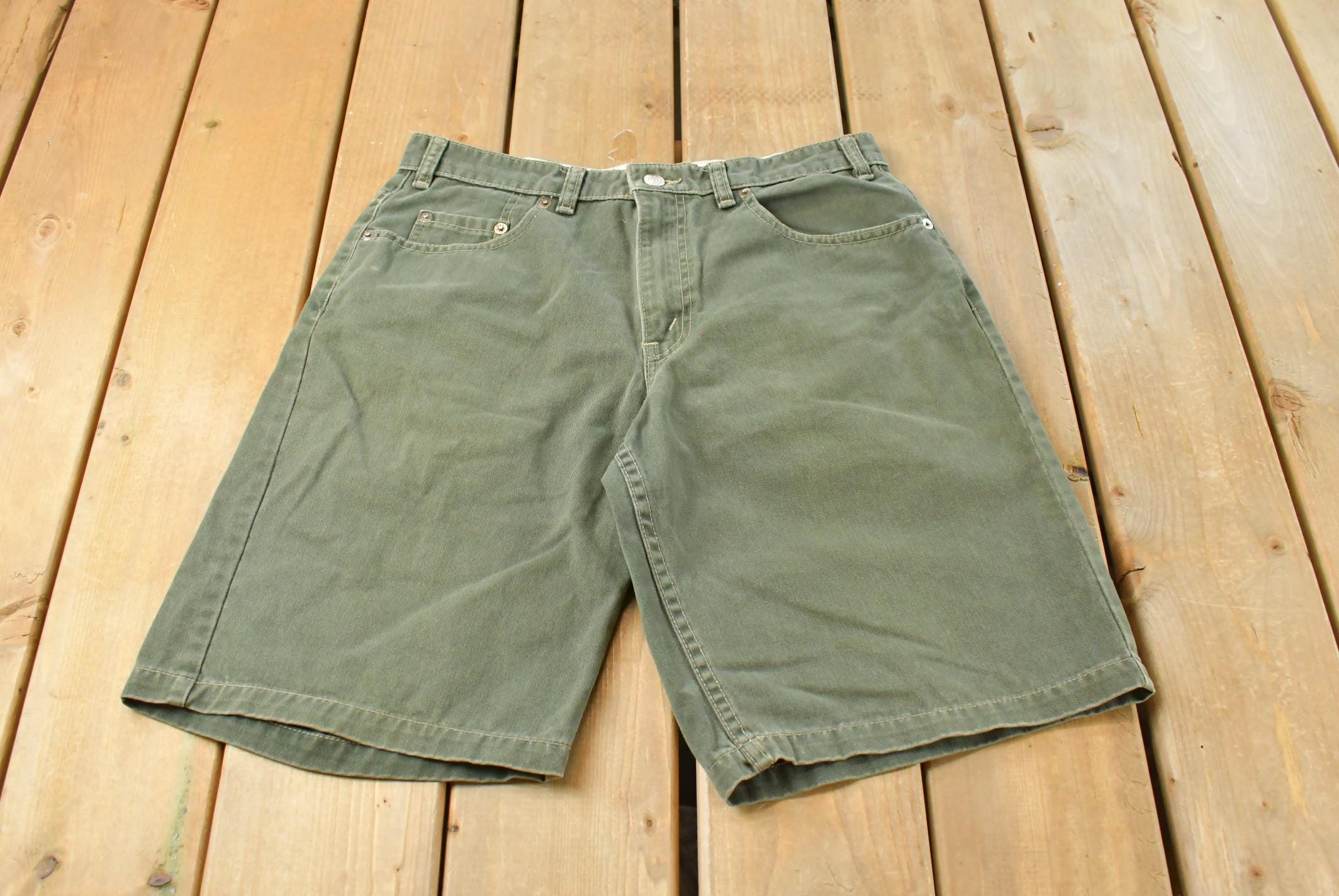 Vintage 1990s Levi's Green Denim Jean Shorts Men's 31 / 90s Shorts / Bottoms / Vintage Jeans / Jorts