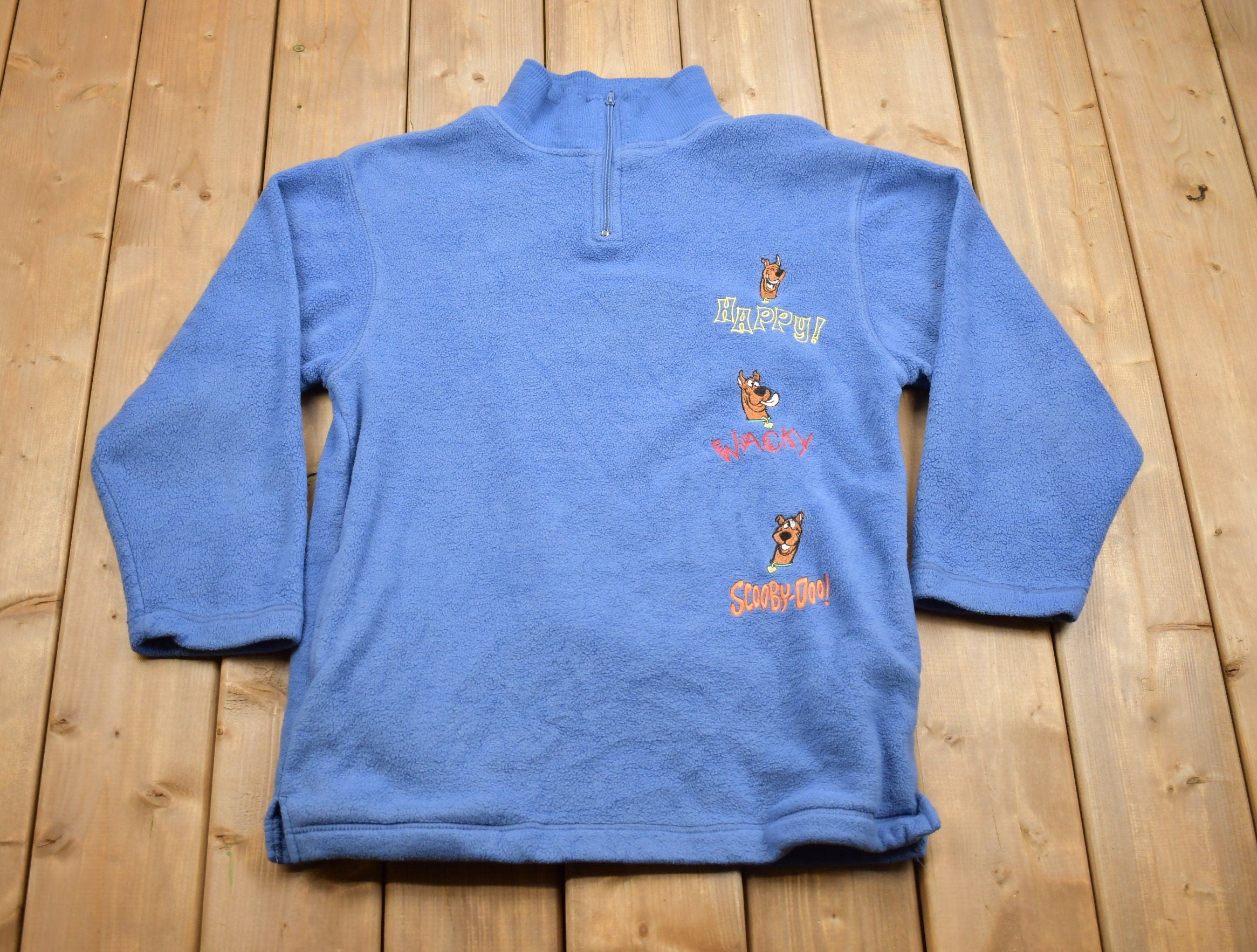 Vintage 1990s Scooby Doo Cartoon Network Quarter Zip Fleece Sweater