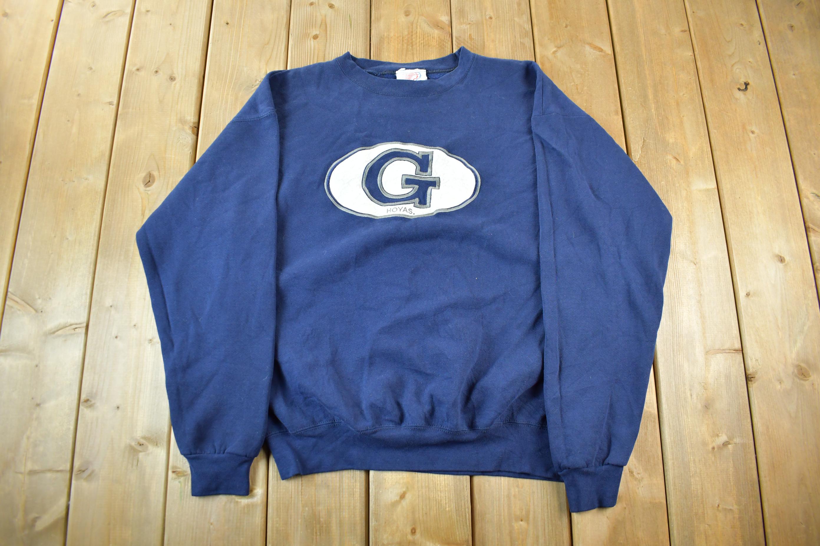Vintage 1990s University of Georgetown Hoya's Collegiate Crewneck Sweatshirt Men's Large  NCAA Sweatshirt  Sportswear  Made In USA