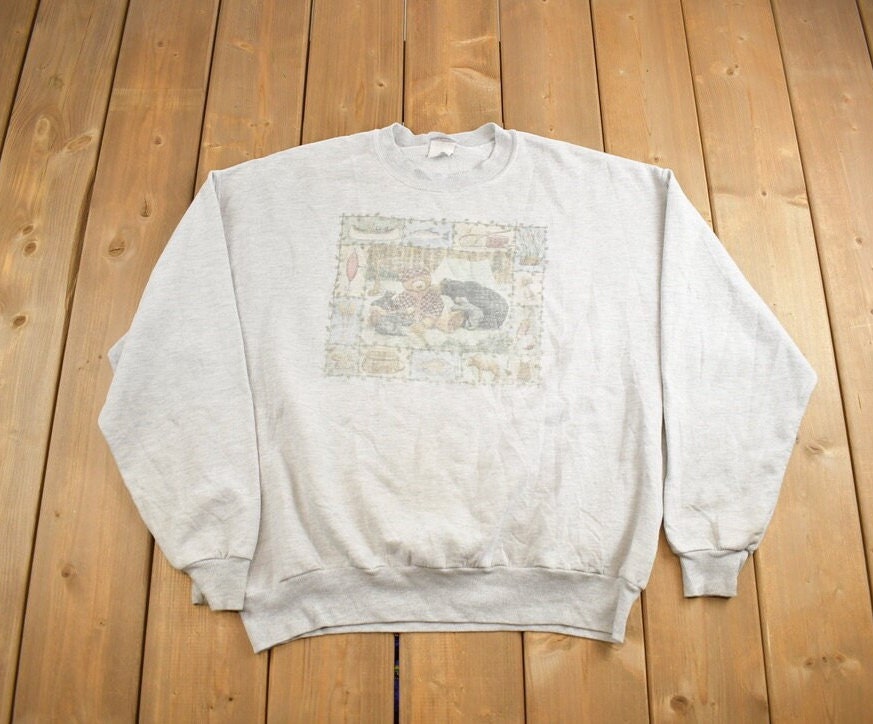 Vintage 1990s Cute Warm And Cozy Bear Crewneck Sweater Made In USA