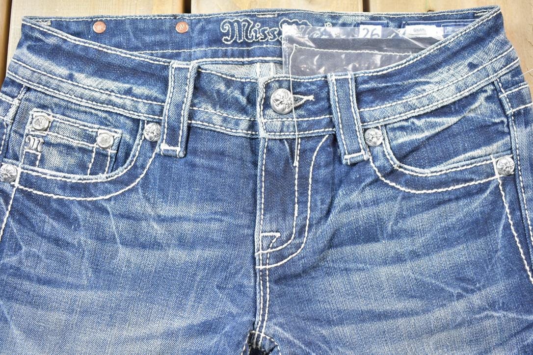 Vintage Y2K Miss Me Bedazzled Low Rise Jeans Size 26x31