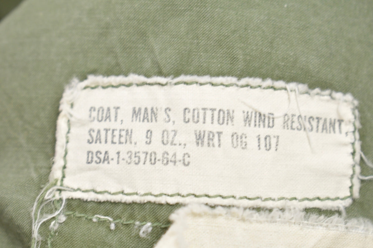 Vintage 1964 Army Military Sateen Field Jacket