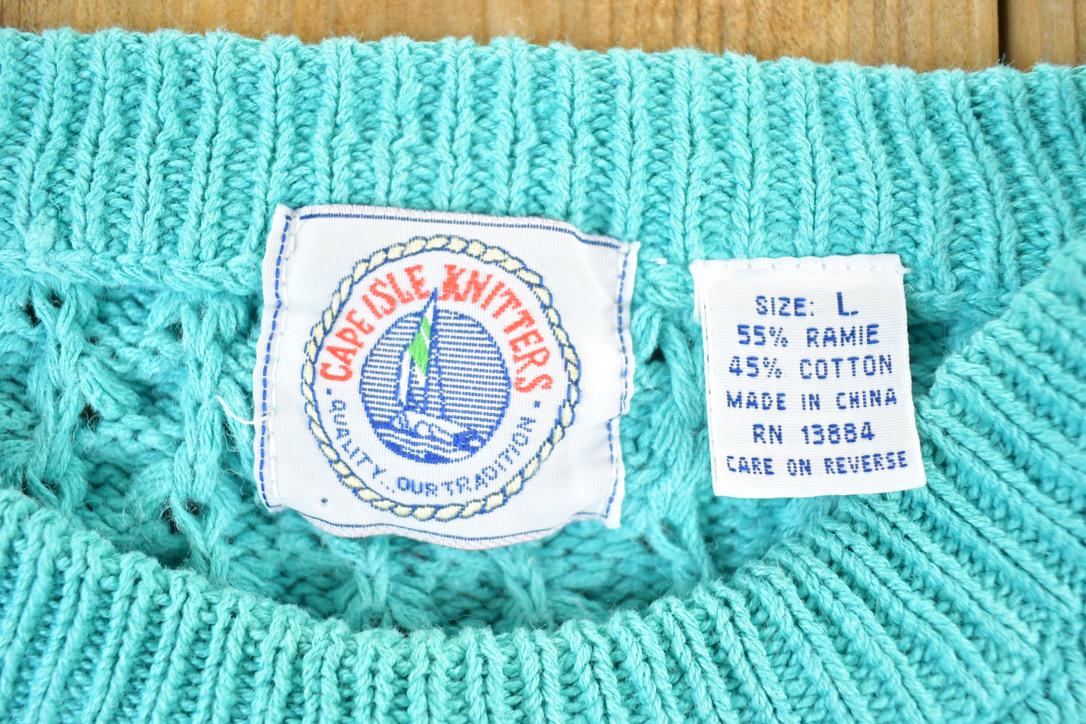 Vintage 1990s Cape Isle Knitters Knit Abstract Pattern Crewneck Sweater Mens S