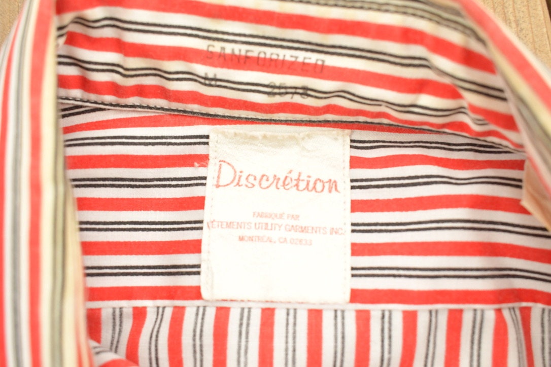 Vintage 1990s Famous Players Striped Button Up Shirt / 1990s Button Up / Vintage Dress Shirt / Striped Button Up / Discretion Button Up