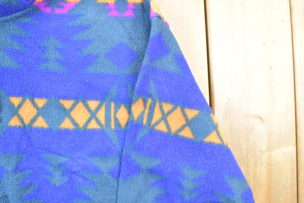 Vintage 1990s Fleece Abstract Print Great Outdoors Hoodie Sweater