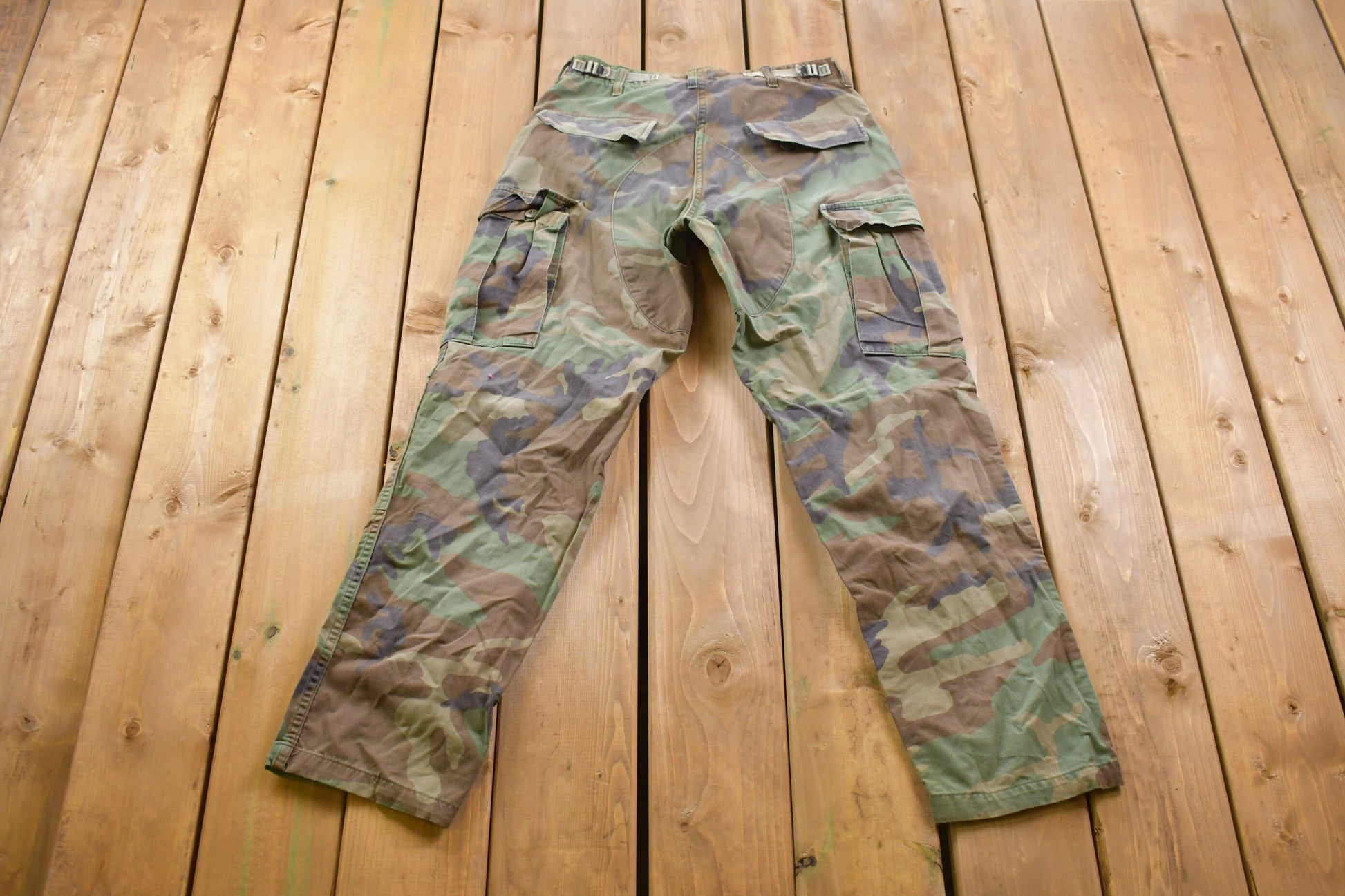 Vintage 2001 Military Woodland Camouflage Cargo Pocket Pants