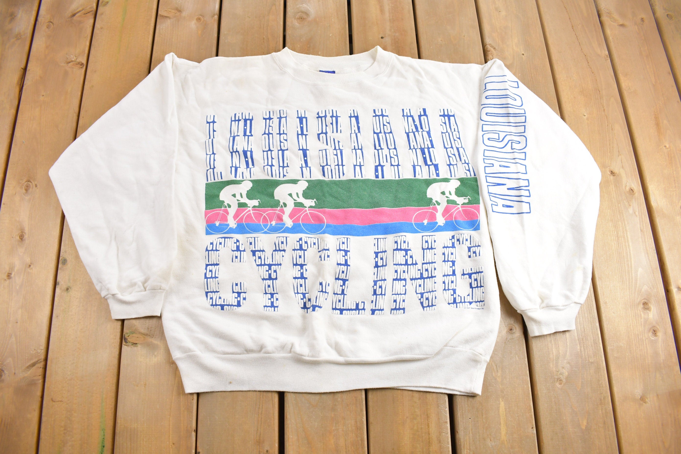Vintage 1990s Louisiana Cycling Crewneck Sweatshirt