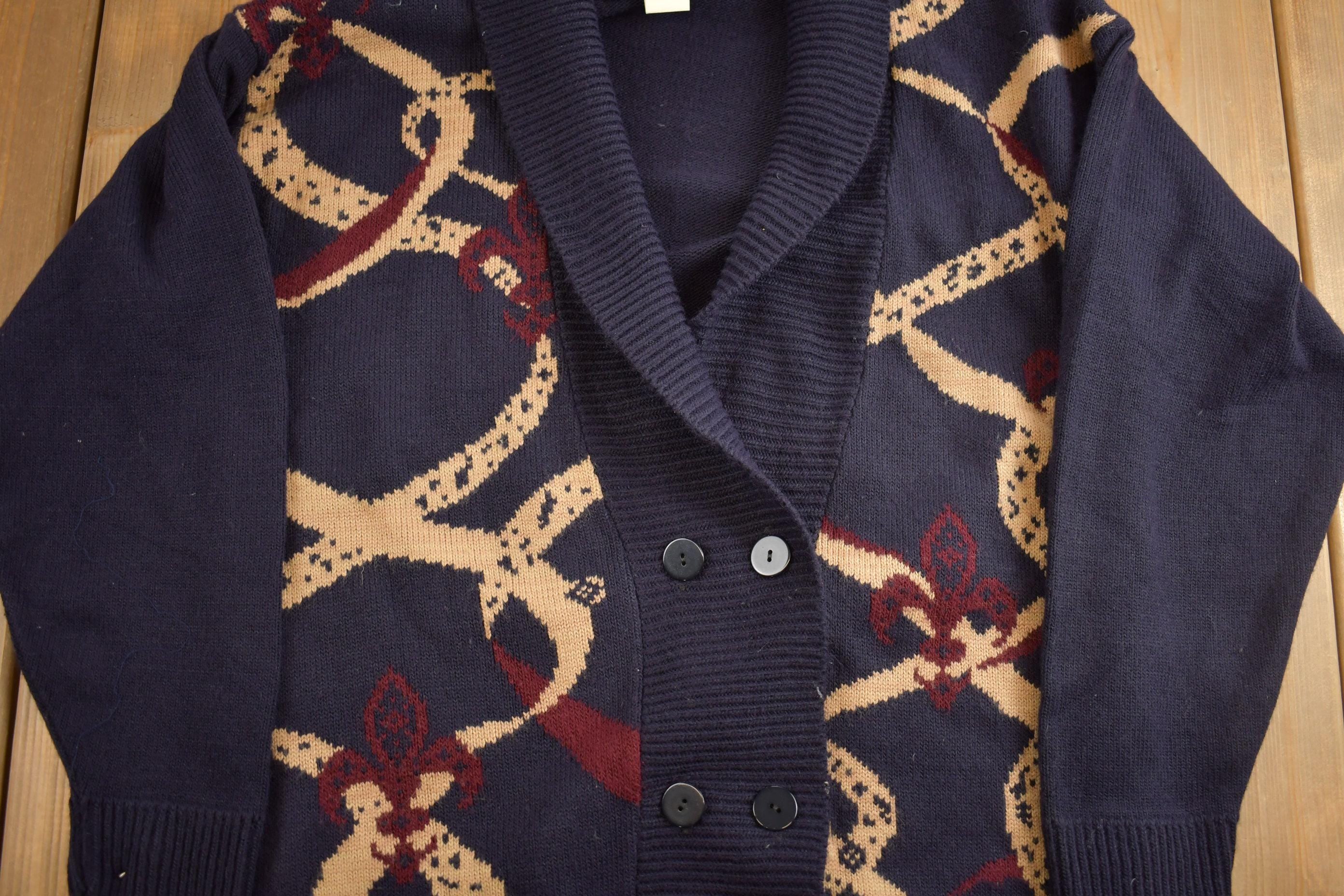 Vintage 1990s Norton McNaughton Petites Double Breasted Knit Cardigan Sweater