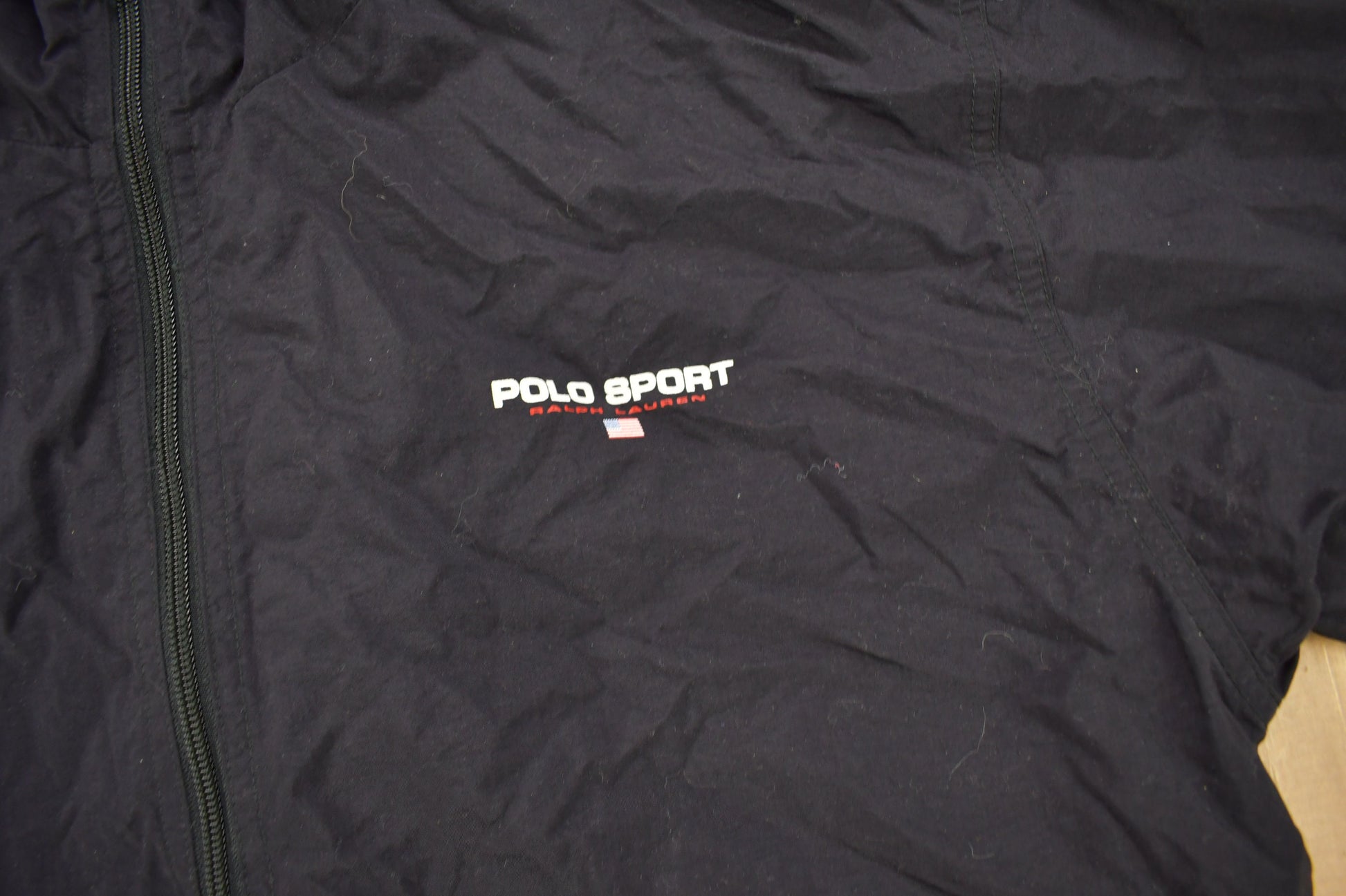 Vintage 1990s Polo Sport Ralph Lauren Black Quarter Zip Windbreaker
