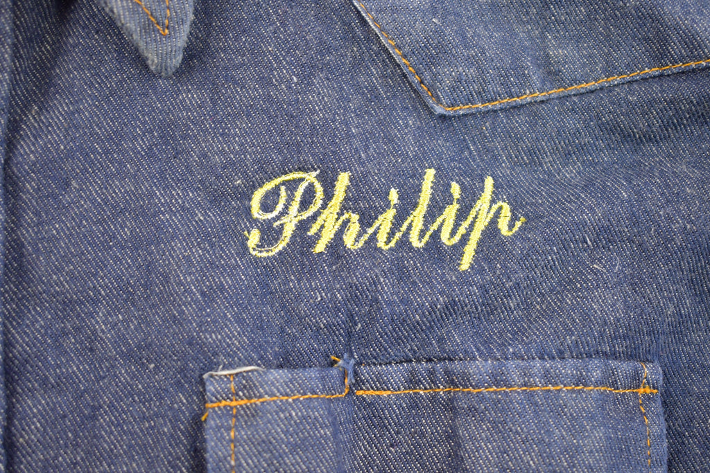 Vintage 1990s Western Embroidered Denim Button Up Shirt