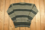 Vintage 1990s Entourage Striped Knitted Cardigan Sweater Button Up