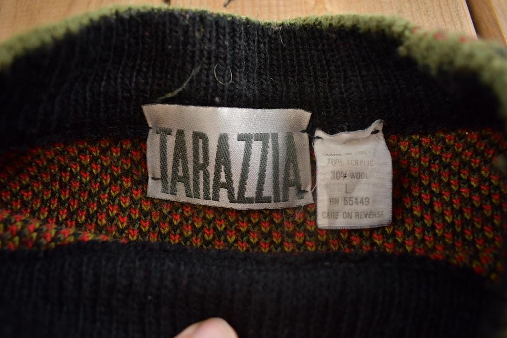Vintage 1980s Tarazzia Abstract Design Knit Crewneck Sweater Made In Italy