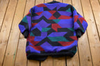 Vintage 1990s Townhouse Abstract Knitted Cardigan Sweater  All Over Pattern Abstract Pattern
