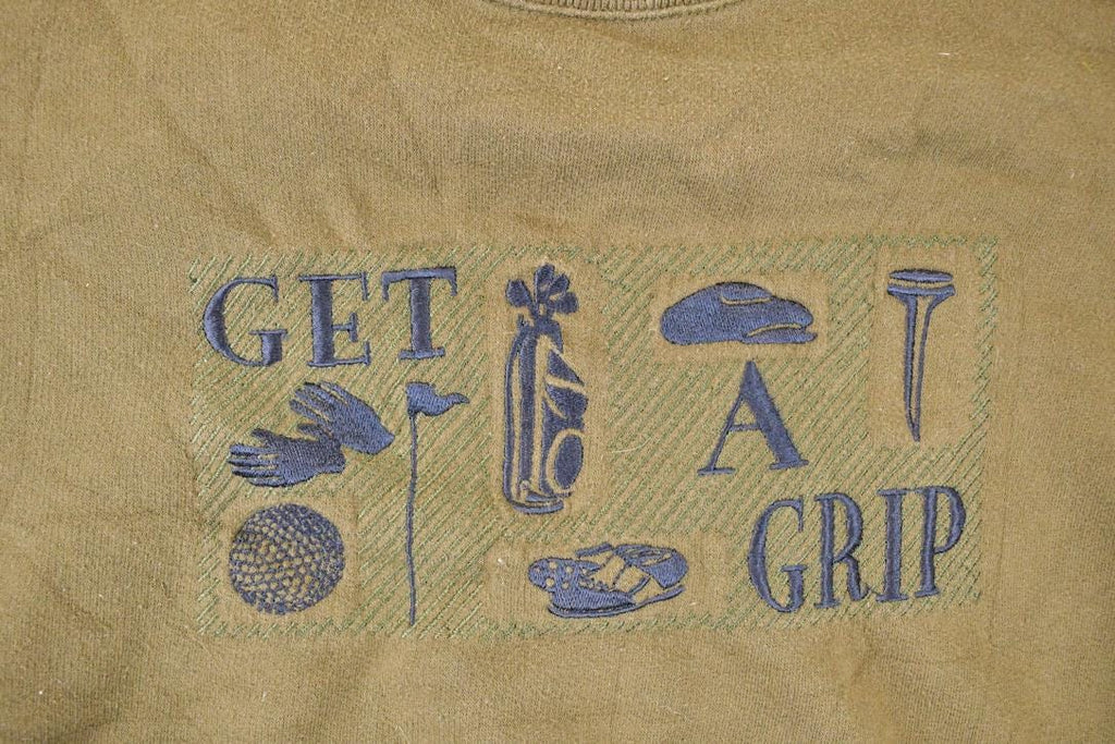 Vintage 1990s Get A Grip Embroidered Golf Crewneck Sweatshirt Men's L
