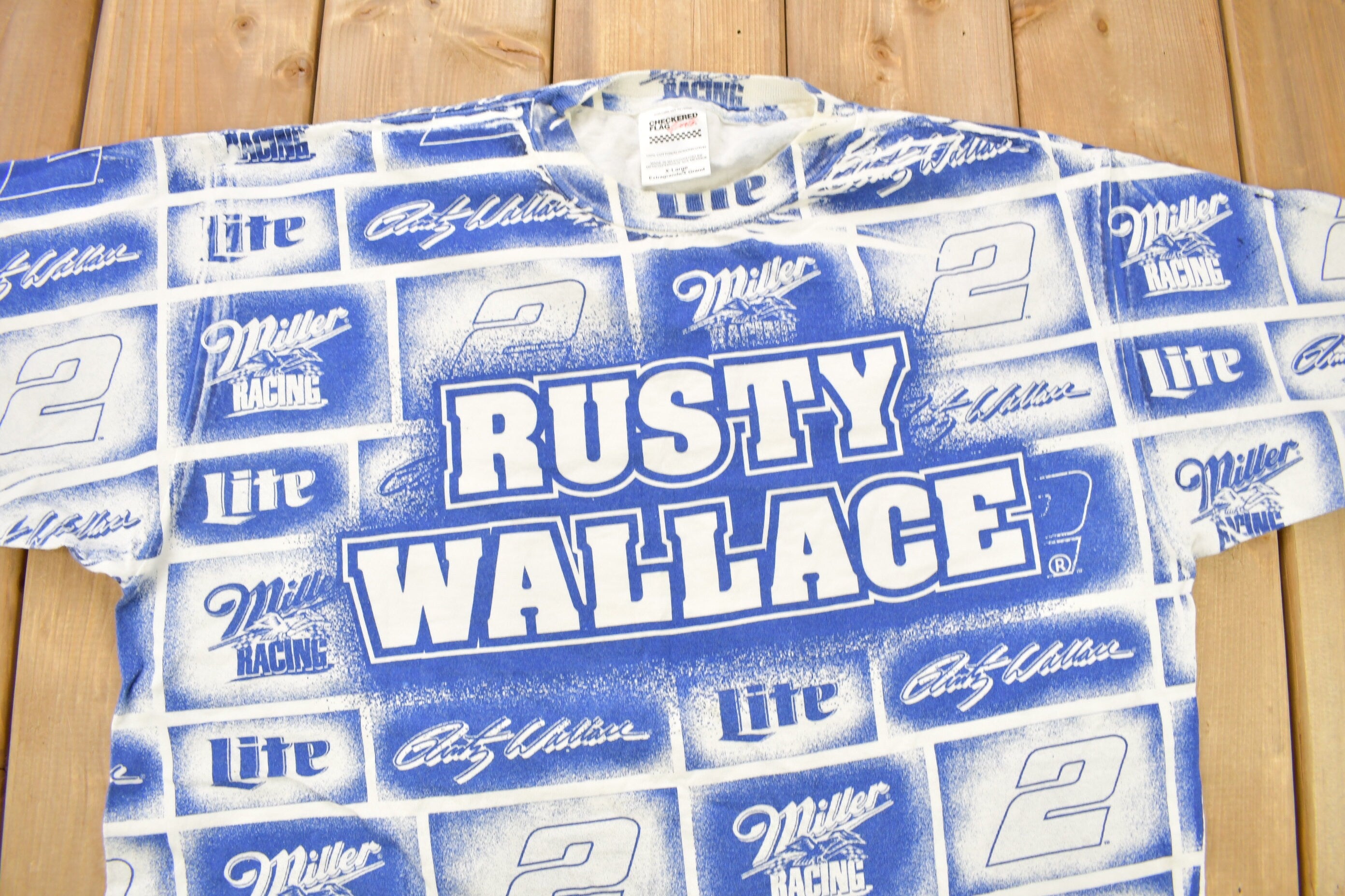 Vintage 1997 Rusty Wallace All Over Print NASCAR T-Shirt