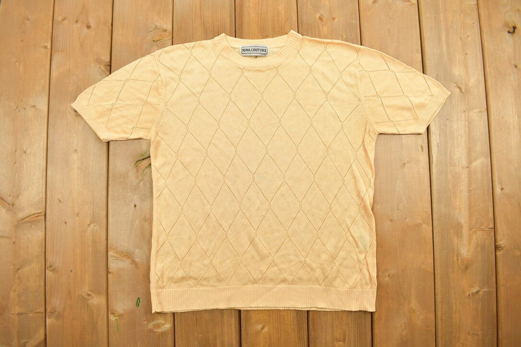 Vintage 1990s Nina Couture Argyle Knitted Sweater