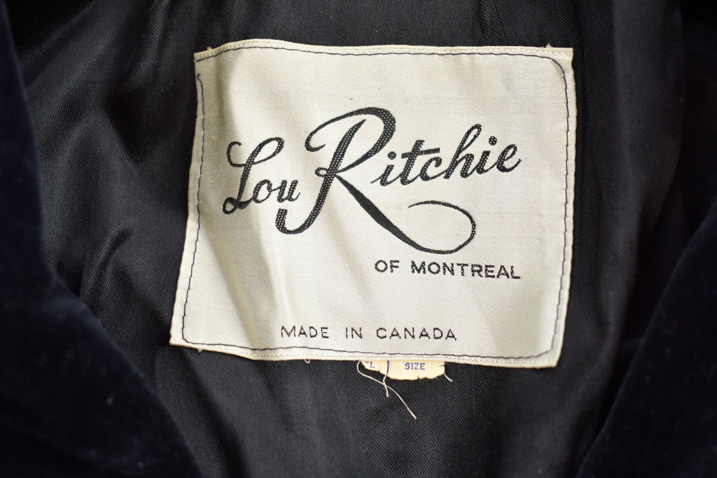 Vintage 1970s Lou Ritchie Velour Full Length Double Breasted Coat