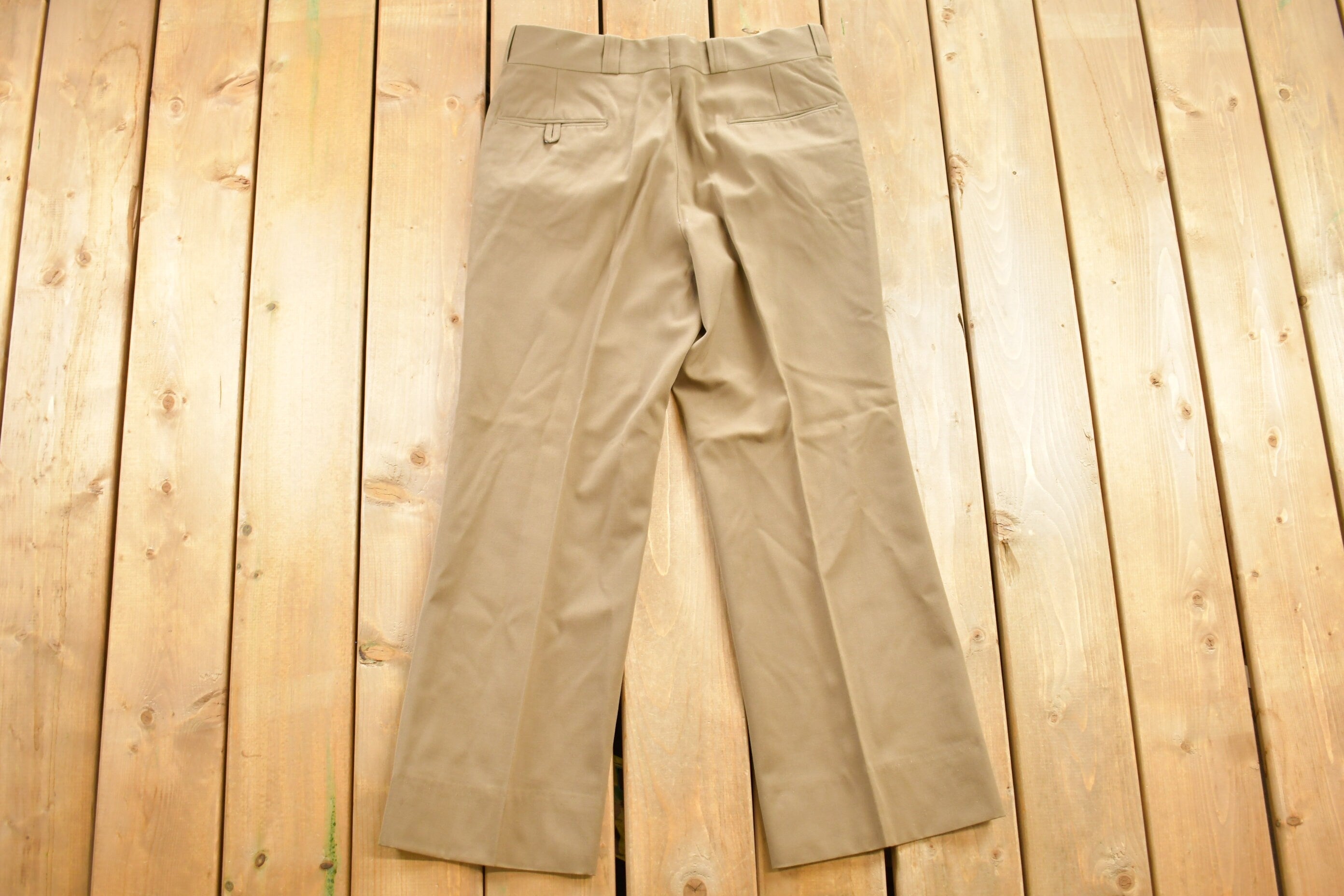 Vintage 1990's Khaki Trousers / Wide Fit Dress Pants / Streetwear / True Vintage / Vintage Workwear / Wool Pants