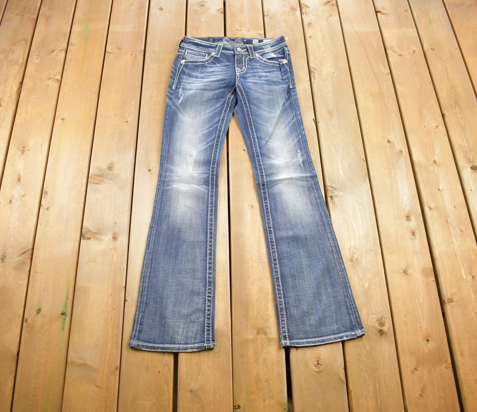 Vintage Y2K Miss Me Bedazzled Low Rise Jeans Size 26x33