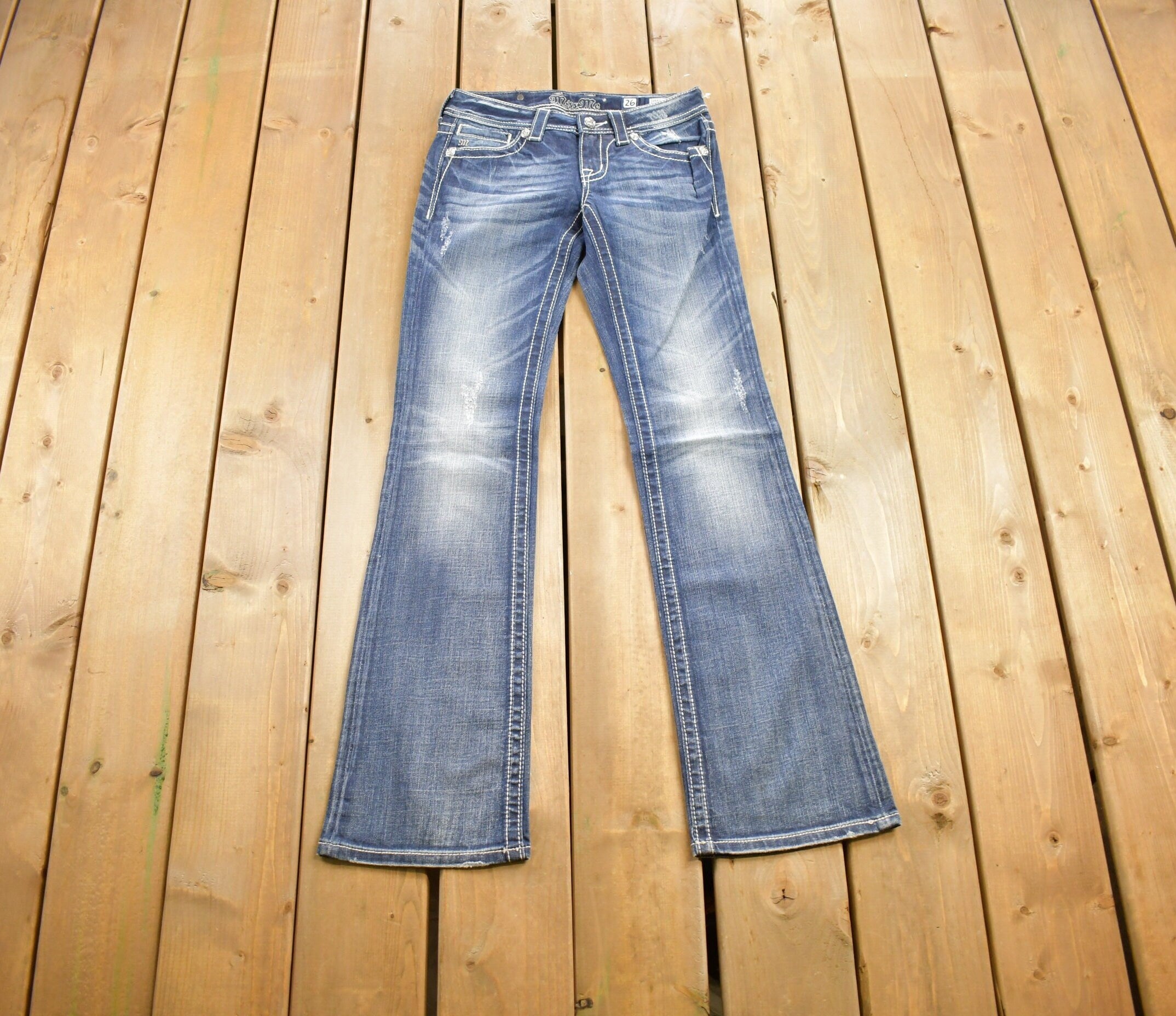 Vintage Y2K Miss Me Bedazzled Low Rise Jeans Size 26x33