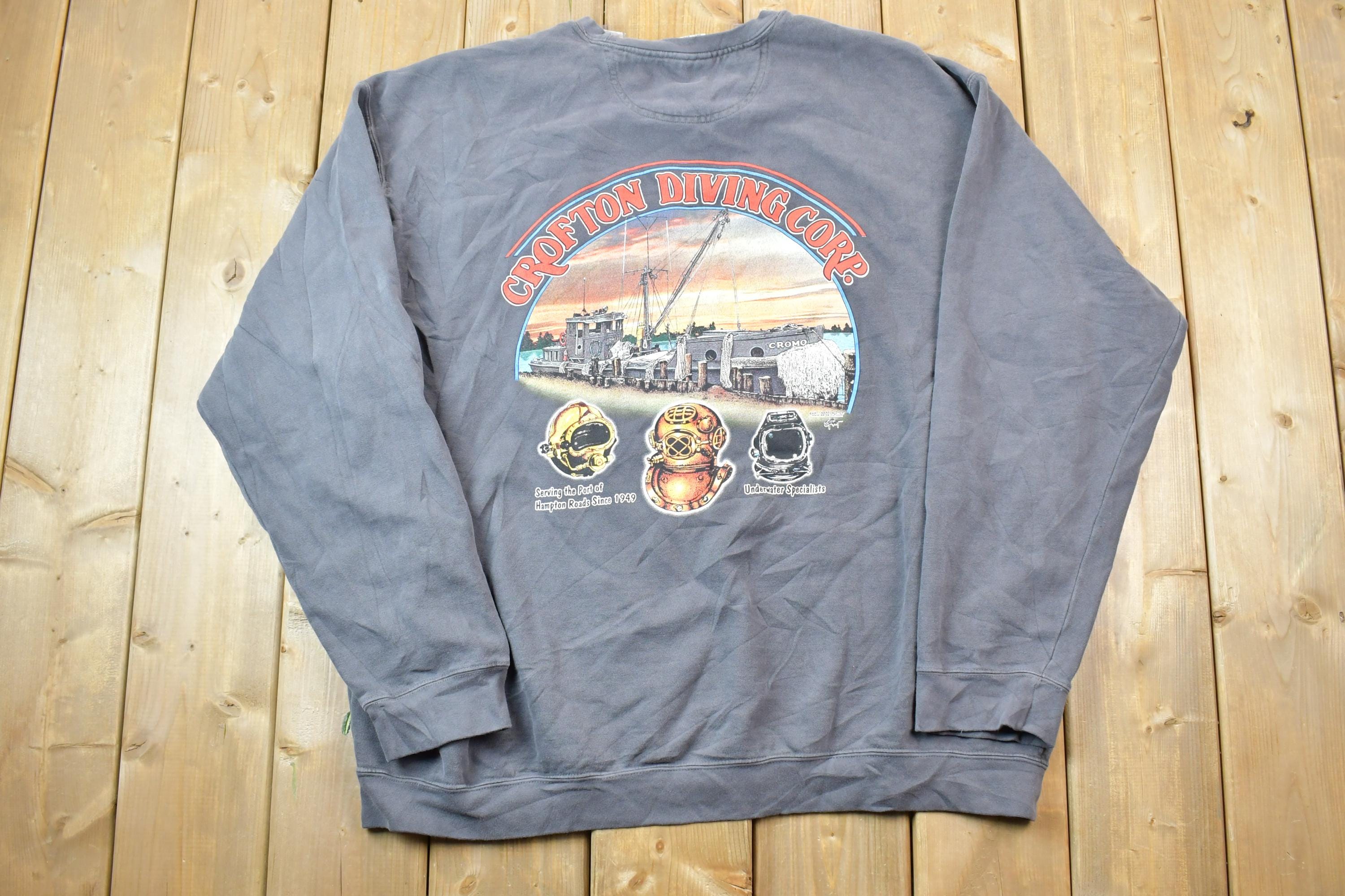 Vintage 1990s Crofton Diving Corp Hampton Roads Crewneck Sweatshirt