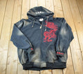 Vintage 1990s Kanji Jeans Heavyweight Dragon EMbroidered Full Zip 5X Hip Hop Hoodie Made In USA
