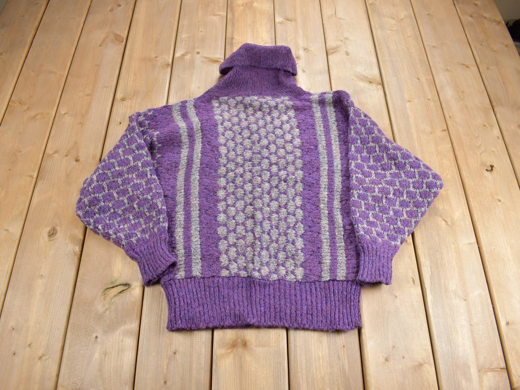 Vintage 1970s Knit Parade Purple Turtleneck Sweater