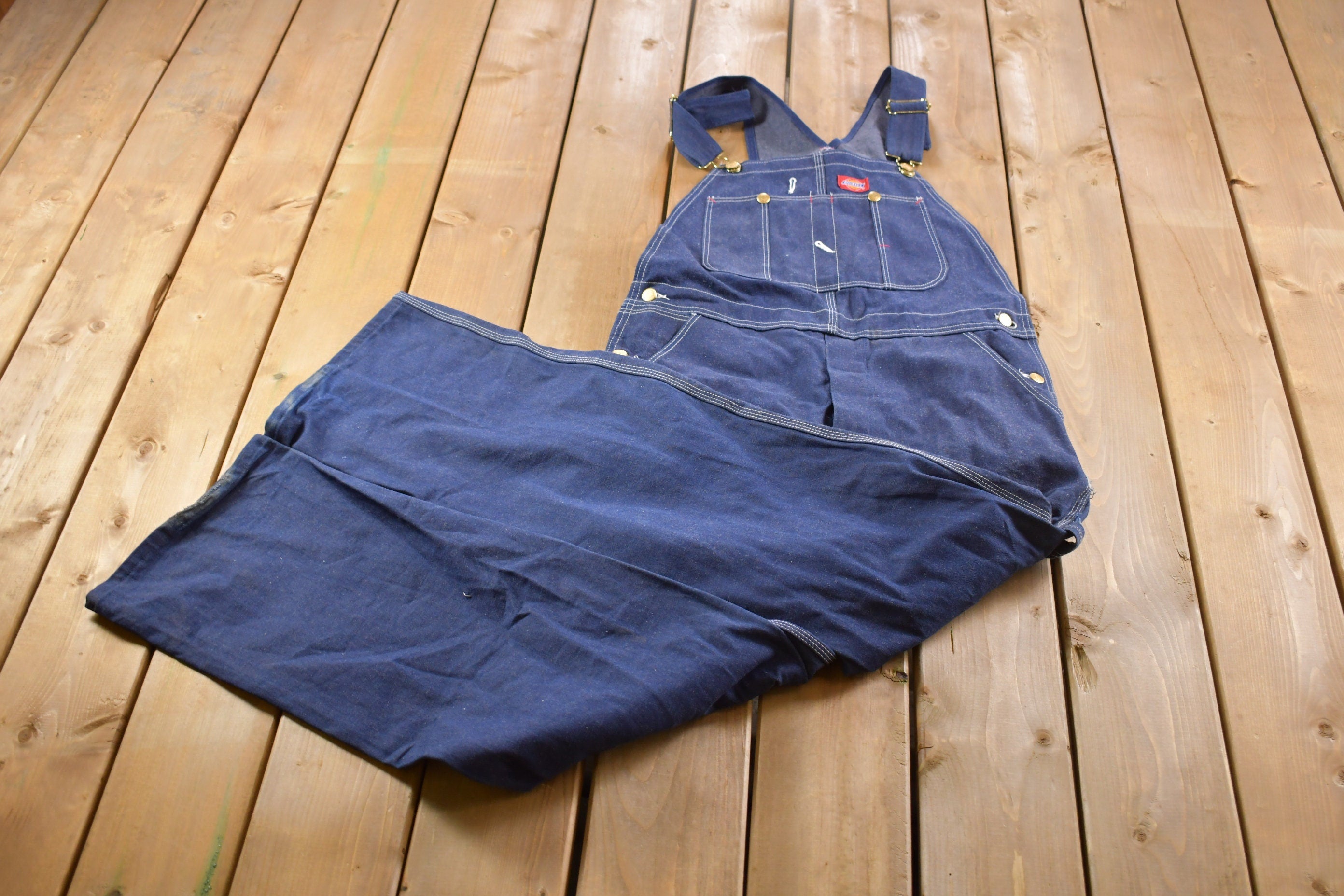 Vintage 1990s Dickies Denim Jean Overalls Size 34 Small
