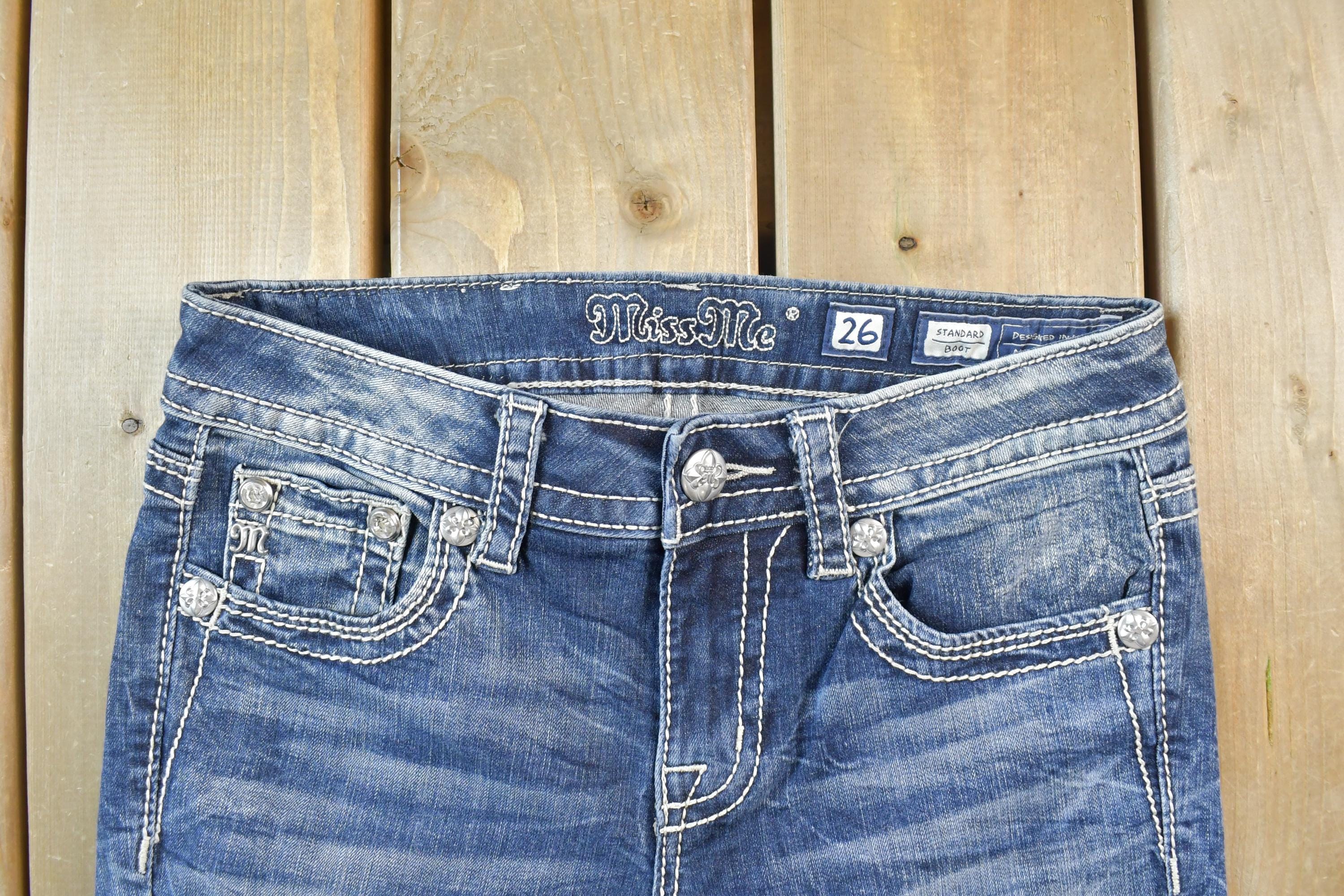 Vintage Y2K Miss Me Bedazzled Low Rise Jeans Size 26x31