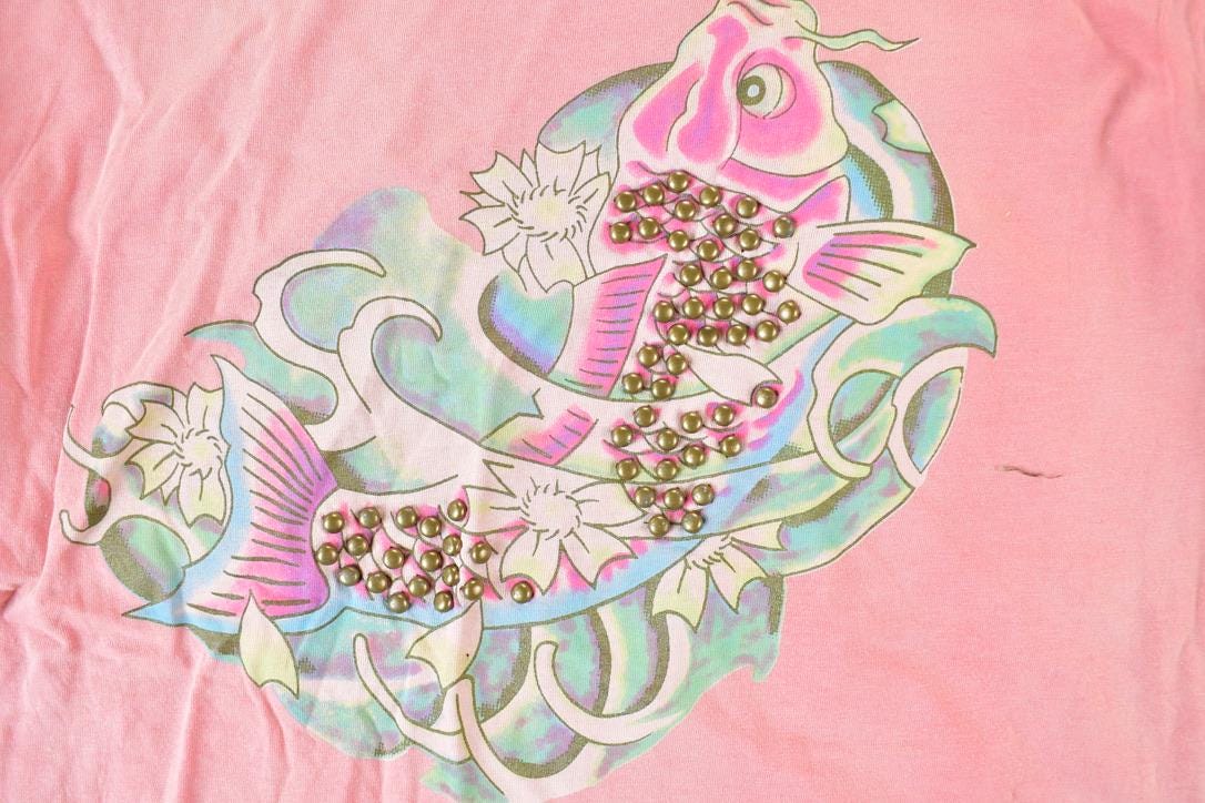 Women Vintage Vigoss Studio Y2K T-Shirt / Vigoss Grunge Skull Print / Contrast Stitch / Internet Famous Clothing / Over Dyed / Y2K Bedazzled