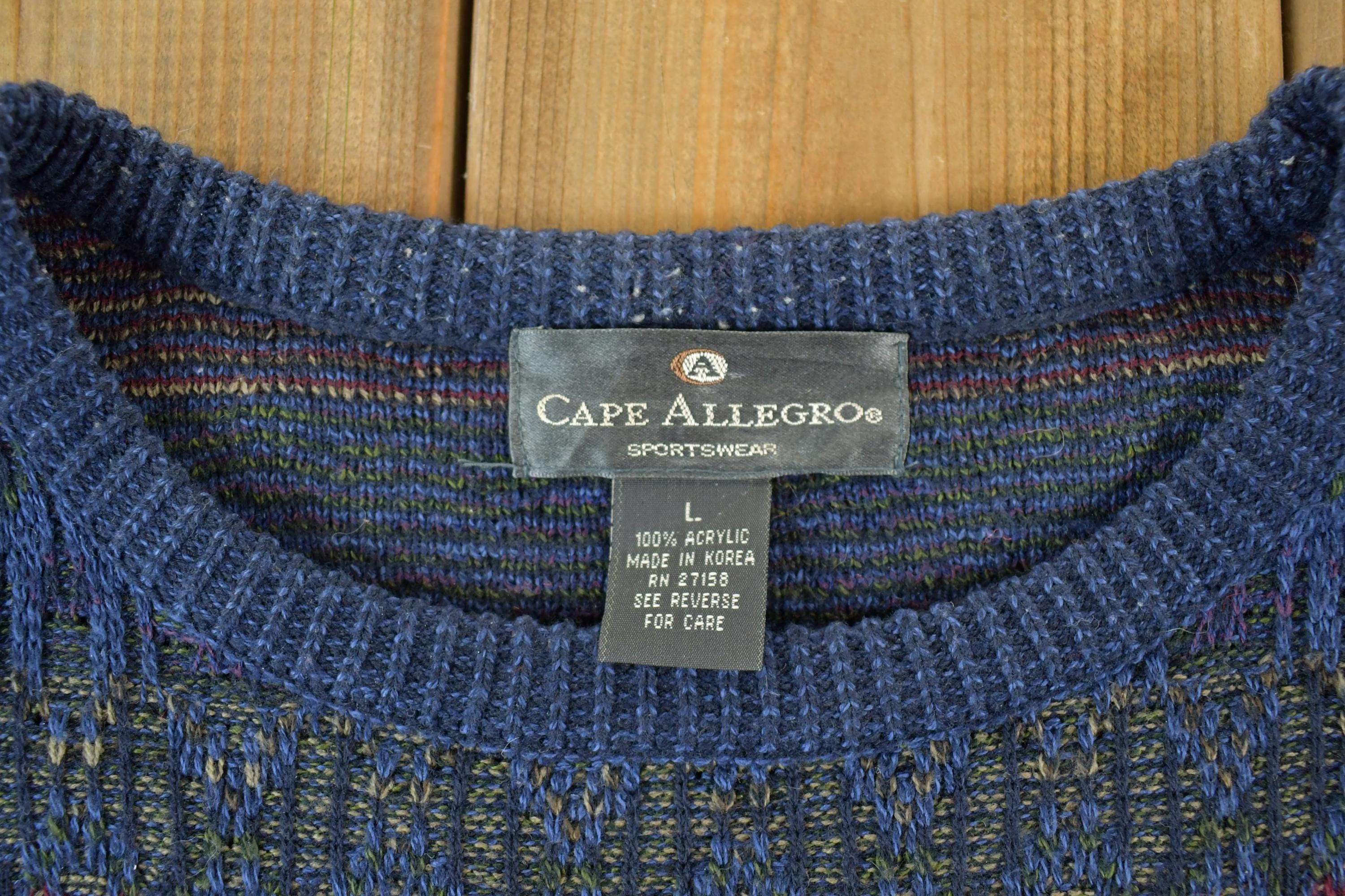 Vintage 1990s Cape Allegro Knit Crewneck Sweater