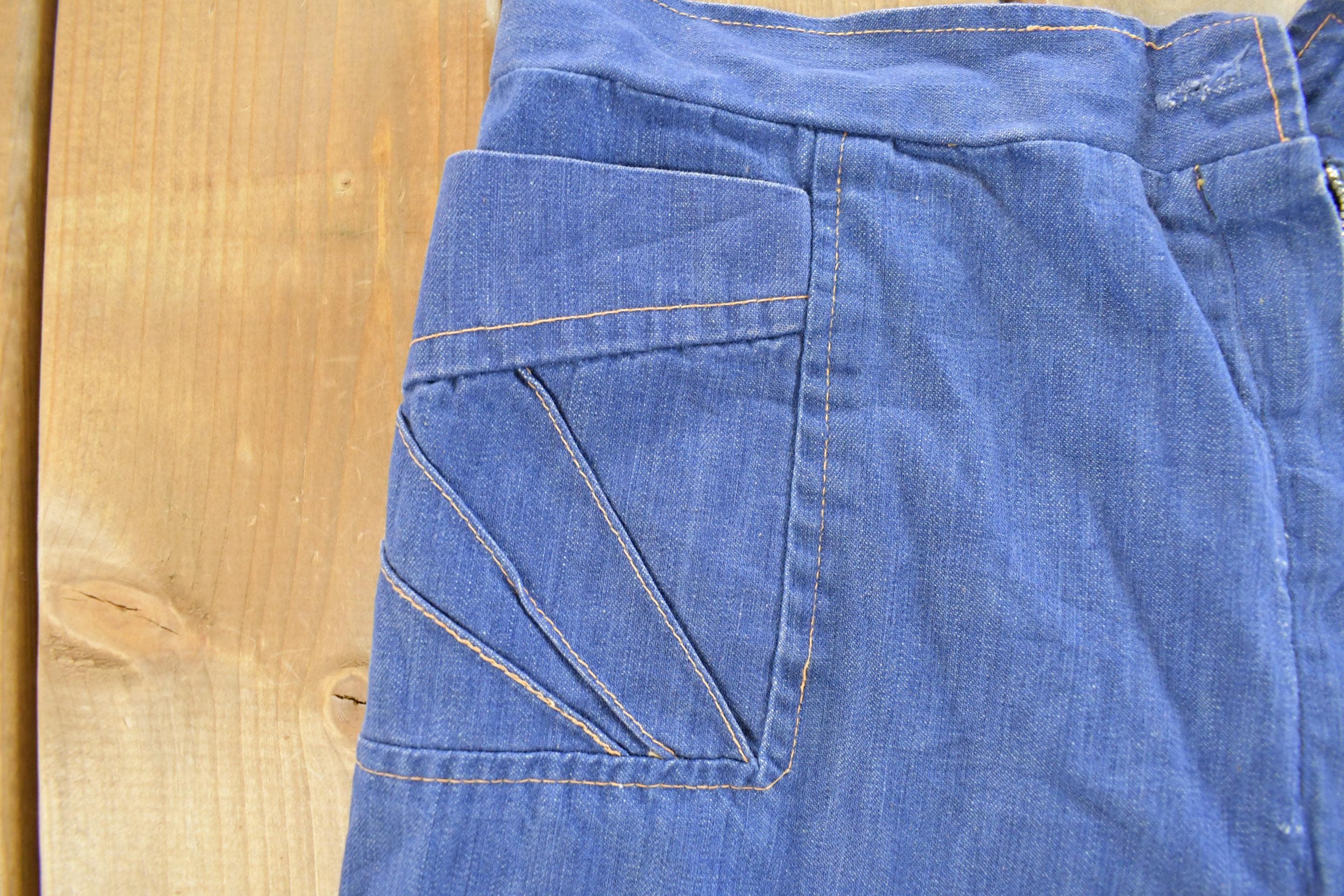 Vintage 1970s Bell Bottom Baggy Denim Jeans Men's 33 x 30