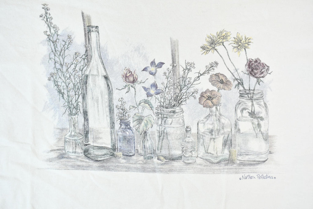 Vintage 1990s Northern Reflections Cottage Essentials Single Stitch Still Life Sketch Graphic T-Shirt